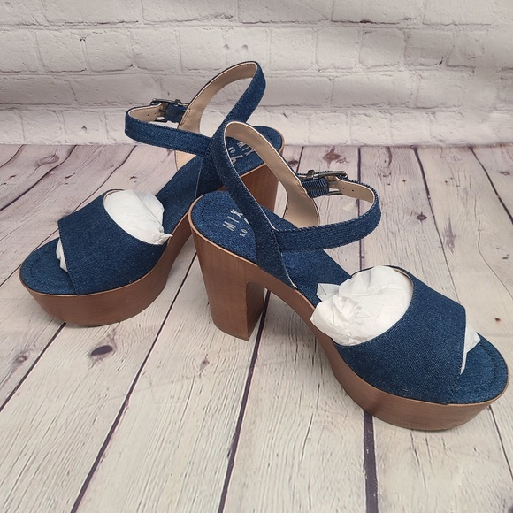 Mix No. 6 Carinda Indigo/Soft Denim Platform Sandals - Size 9.5M - Picture 3 of 7
